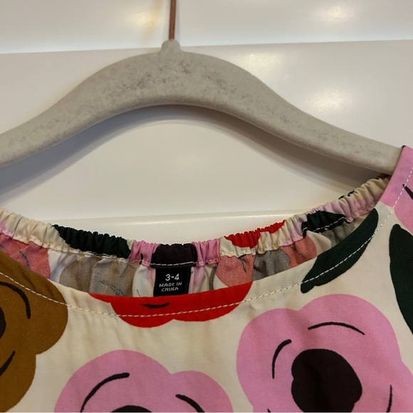Marimekko x Uniqlo Kids 360 Abstract Floral Sleeveless Dress White Red Multi 3/4 - Picture 2 of 4